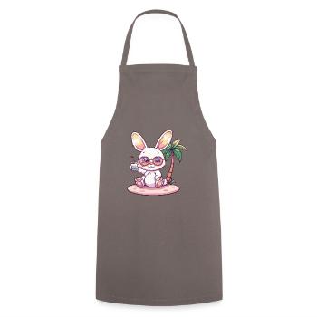 Bunny Summer Beach Vacation - Cooking Apron - grey - Front - AI Model Male 185 dark (185cm)