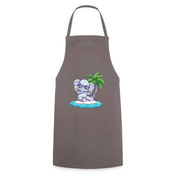 Elephant Summer Beach Vacation - Cooking Apron - grey - Front - AI Model Male 185 dark (185cm)