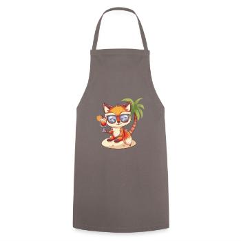 Fox Summer Beach Vacation - Cooking Apron - grey - Front - AI Model Male 185 dark (185cm)