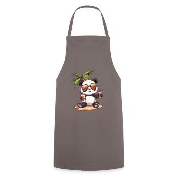 Panda Summer Beach Vacation - Cooking Apron - grey - Front - AI Model Male 185 dark (185cm)