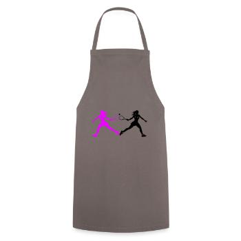 Tennis Spielerin Silhouette - Kochschürze - Grau - Vorne - AI Model Male 185 dark (185cm)