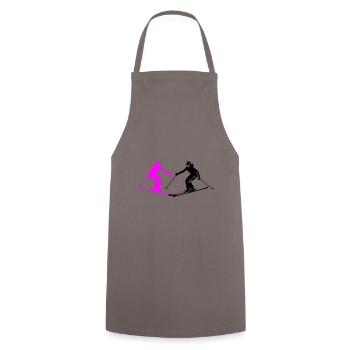 Skiing Skiing Woman Silhouette - Cooking Apron - grey - Front - AI Model Male 185 dark (185cm)