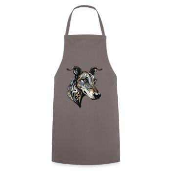 Greyhound Dog Portrait - Cooking Apron - grey - Front - AI Model Male 185 dark (185cm)