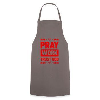 Priez Ayez confiance en Dieu - Tablier de cuisine - gris - Devant - AI Model Male 185 dark (185cm)