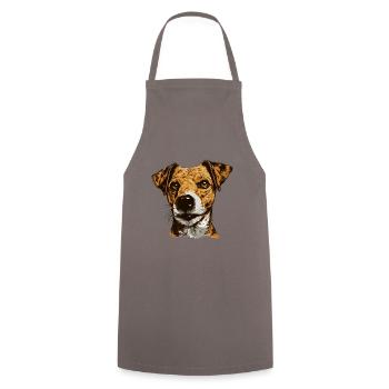 Jack Russel Terrier Hund Kopf - Kochschürze - Grau - Vorne - AI Model Male 185 dark (185cm)