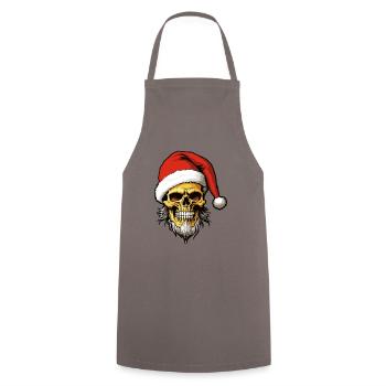 Weihnachtsmann Totenkopf Weihnachten - Kochschürze - Grau - Vorne - AI Model Male 185 dark (185cm)