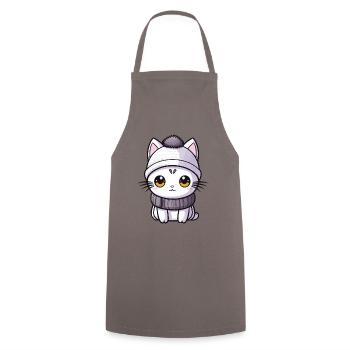 Bande dessinée d’hiver de chat - Tablier de cuisine - gris - Devant - AI Model Male 185 dark (185cm)
