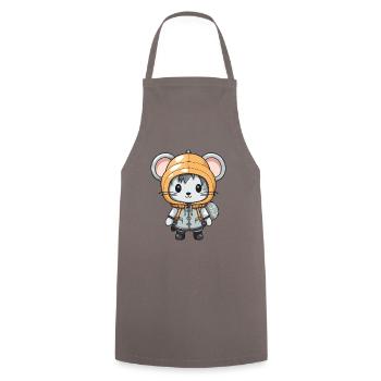 Mouse Winter Comic - Cooking Apron - grey - Front - AI Model Male 185 dark (185cm)