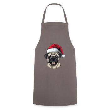 Pug Hund Mops Kopf Weihnachten Portät - Kochschürze - Grau - Vorne - AI Model Male 185 dark (185cm)