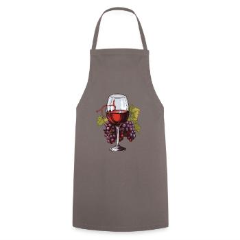 Verre à vin Raisins Vin - Tablier de cuisine - gris - Devant - AI Model Male 185 dark (185cm)