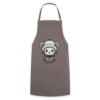 Souris Hiver Animal Bébé Bande Dessinée - Tablier de cuisine - gris - Devant - AI Model Male 185 dark (185cm)