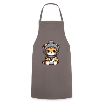 Tiger Winter Animal Baby Comic - Cooking Apron - grey - Front - AI Model Male 185 dark (185cm)