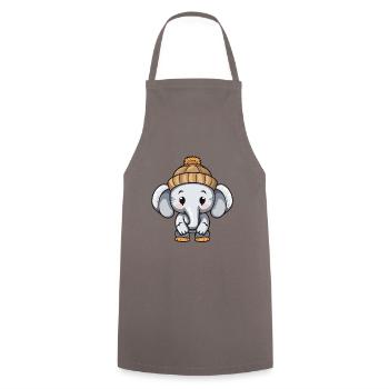 Éléphant d’hiver Animal bébé bande dessinée - Tablier de cuisine - gris - Devant - AI Model Male 185 dark (185cm)