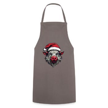 Wild Boar Christmas Animal Portrait Xmas - Cooking Apron - grey - Front - AI Model Male 185 dark (185cm)