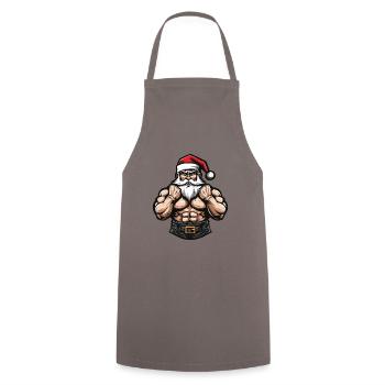 Santa Muscles Bodybuilding Fitness - Cooking Apron - grey - Front - AI Model Male 185 dark (185cm)
