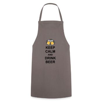 Keep Calm Drink Beer - Kochschürze - Grau - Vorne - AI Model Male 185 dark (185cm)