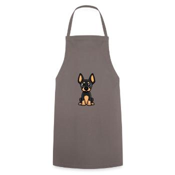Doberman chien bande dessinée bébé - Tablier de cuisine - gris - Devant - AI Model Male 185 dark (185cm)