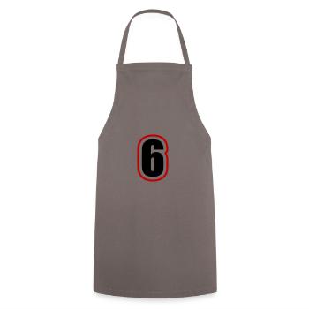 6 Number College - Cooking Apron - grey - Front - AI Model Male 185 dark (185cm)