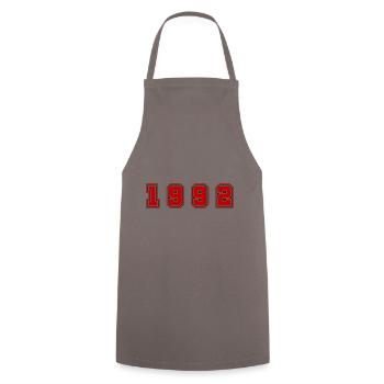 1992 Year Number - Cooking Apron - grey - Front - AI Model Male 185 dark (185cm)
