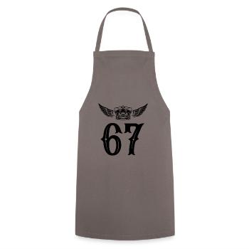 67 Number crown - Cooking Apron - grey - Front - AI Model Male 185 dark (185cm)