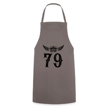79 Zahl Krone - Kochschürze - Grau - Vorne - AI Model Male 185 dark (185cm)