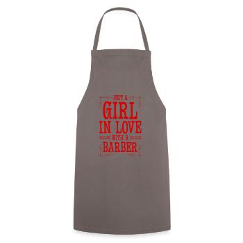 Girl in love with a Barber - Cooking Apron - grey - Front - AI Model Male 185 dark (185cm)