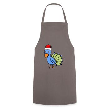 Pfau Comic Weihnachten Xmas - Kochschürze - Grau - Vorne - AI Model Male 185 dark (185cm)