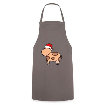 Kuh Comic Weihnachten Xmas - Kochschürze - Grau - Vorne - AI Model Male 185 dark (185cm)