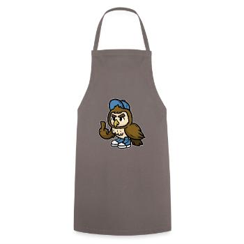 Hibou montre doigt moyen - Tablier de cuisine - gris - Devant - AI Model Male 185 dark (185cm)
