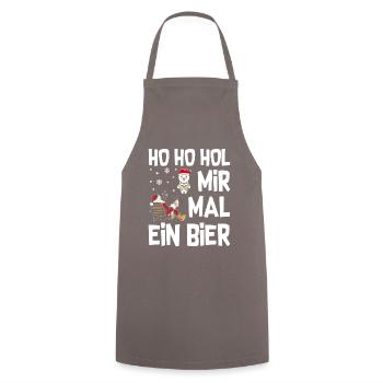 HO HO Procurez-moi une bière Père Noël - Tablier de cuisine - gris - Devant - AI Model Male 185 dark (185cm)