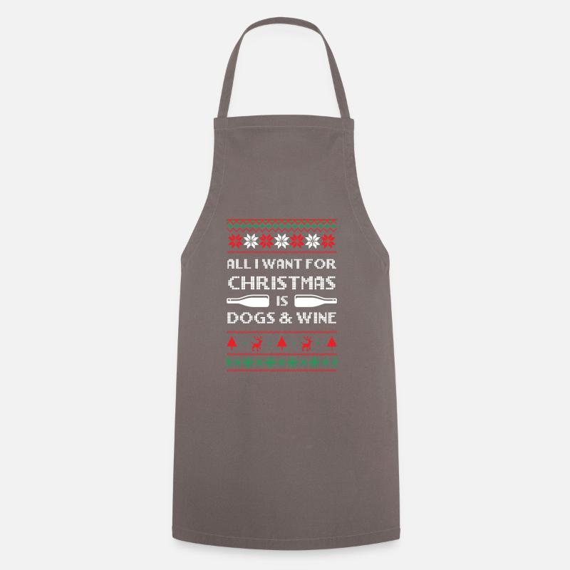 Vilain pull de Noël Chiens et vin - Tablier de cuisine - gris