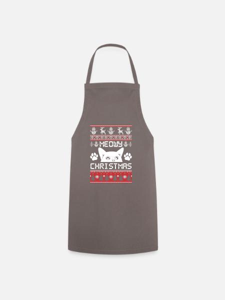 Miaou Chat et pattes de Noël - Tablier de cuisine - gris