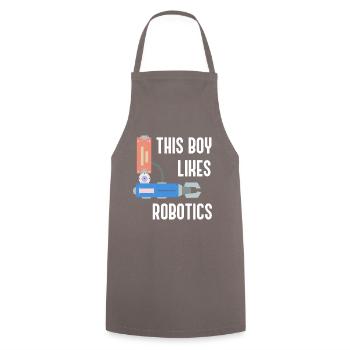 Junge mag Robotik ironisches Sprichwort Mechaniker - Kochschürze - Grau - Vorne - AI Model Male 185 dark (185cm)