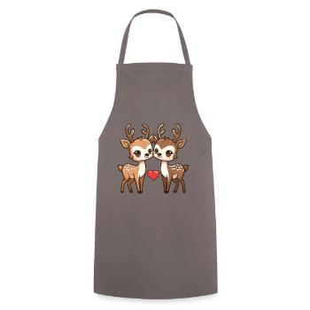 Deer Comic Couple Love - Cooking Apron - grey - Front - AI Model Male 185 dark (185cm)