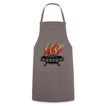 Grill Symbol Logo Feuer Grillen - Kochschürze - Grau - Vorne - AI Model Male 185 dark (185cm)