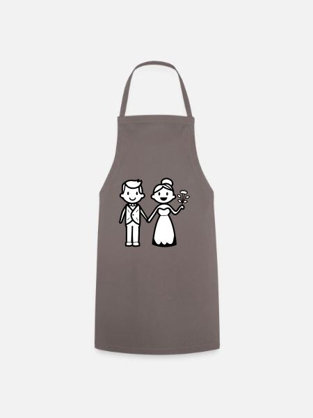 Hochzeit Brautpaar Ehepaar - Kochschürze - Grau