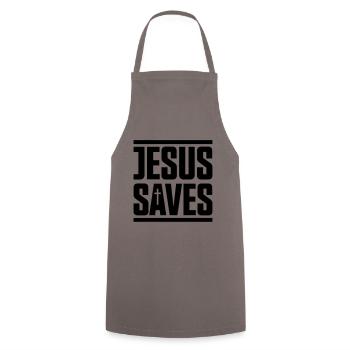 jesus saves - Kochschürze - Grau - Vorne - AI Model Male 185 dark (185cm)