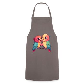 Parrot Comic Couple Love - Cooking Apron - grey - Front - AI Model Male 185 dark (185cm)