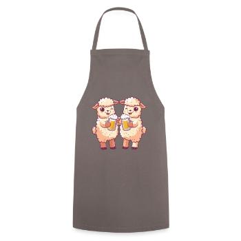 Alpaca Llama Beer Funny Booze - Cooking Apron - grey - Front - AI Model Male 185 dark (185cm)