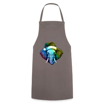 Tête d’éléphant Noël Portrait coloré - Tablier de cuisine - gris - Devant - AI Model Male 185 dark (185cm)
