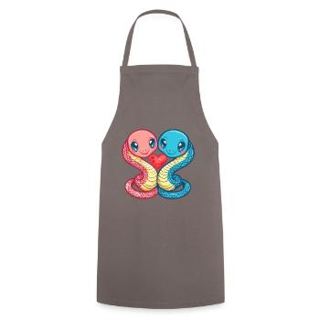 Serpent Cobra Couple Amour Couple Amoureux - Tablier de cuisine - gris - Devant - AI Model Male 185 dark (185cm)