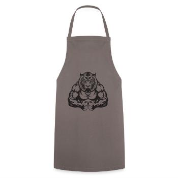Tiger Muscles Workout Gym - Cooking Apron - grey - Front - AI Model Male 185 dark (185cm)