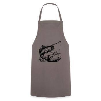 Fischen Fisch Angeln Symbol - Kochschürze - Grau - Vorne - AI Model Male 185 dark (185cm)