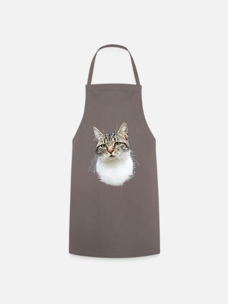 Original - Katzen Portrait - Kochschürze - Grau