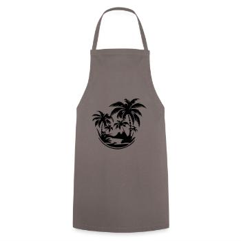 Island Summer Palm Beach - Cooking Apron - grey - Front - AI Model Male 185 dark (185cm)