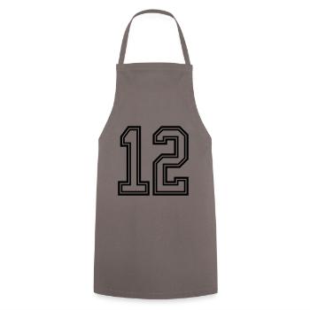 Symbole de 12 chiffres - Tablier de cuisine - gris - Devant - AI Model Male 185 dark (185cm)