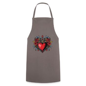 Coeur Symbole Amour - Tablier de cuisine - gris - Devant - AI Model Male 185 dark (185cm)