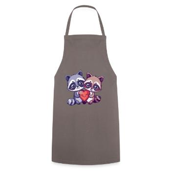 Raccoon Couple Love Couple In Love - Cooking Apron - grey - Front - AI Model Male 185 dark (185cm)