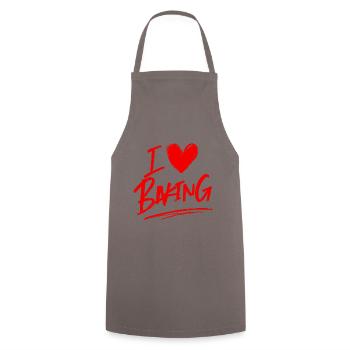 I love baking - Cooking Apron - grey - Front - AI Model Male 185 dark (185cm)