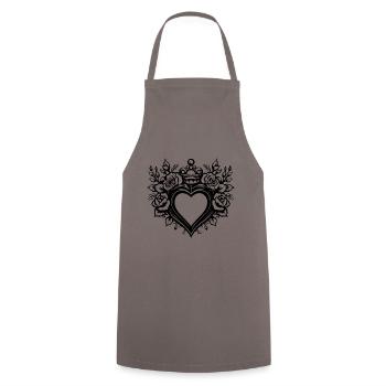 Herz Symbol Tattoo Liebe - Kochschürze - Grau - Vorne - AI Model Male 185 dark (185cm)